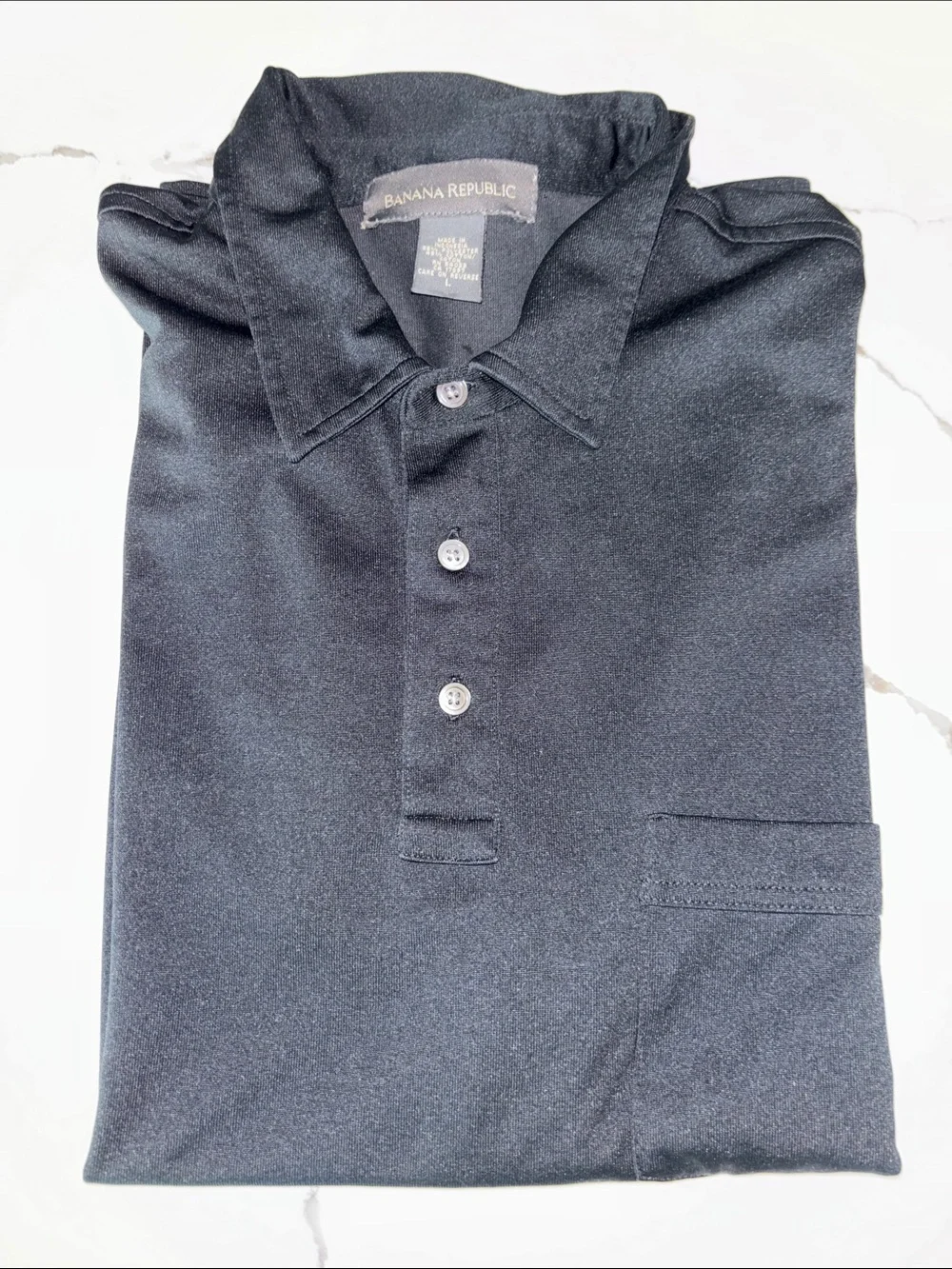 Banana Republic Vintage Large Men's Black Polo Shirt with Chest Pocket